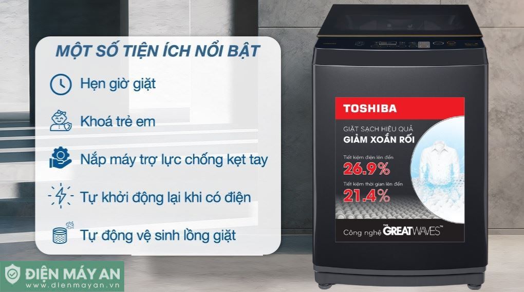 Máy Giặt Toshiba Inverter 10 Kg AW-DM1100PV(KK)